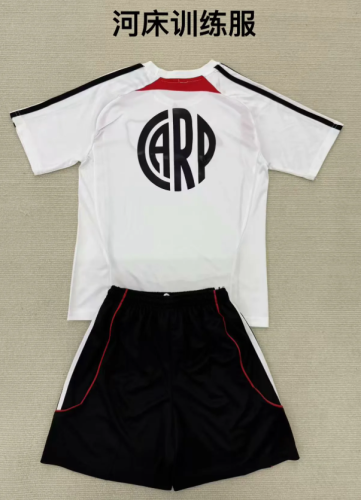 Youth Uniform Kids Kit 2025-2026 River Plate White Soccer Training Jersey Shorts Child Football Set