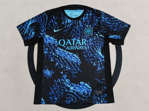 Fan Version 2025-2026 Inter Milan Black/Blue Soccer Training Shirt Soccer Pre-match Jersey