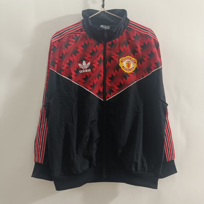 Retro Model 2025-2026 Manchester United Black/Red Soccer Windbreaker Jacket Football Jacket