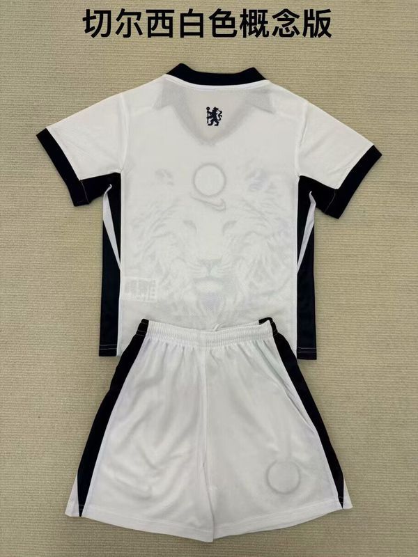 Youth Uniform Kids Kit 2025-2026 Chelsea White Concept Version Soccer Jersey Shorts Child Football Set