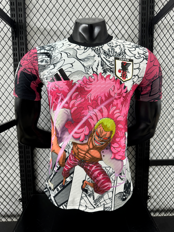 Player Version 2025 Japan White/Pink Comic Soccer Jersey Football Shirt