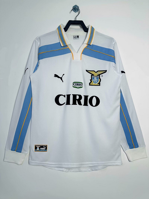 Long Sleeve Retro Jersey 1999-2000 Lazio Home Soccer Jersey Vintage Football Shirt