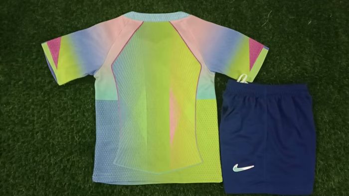Youth Uniform Kids Kit 2025-2026 Barcelona Green Soccer Training Jersey Shorts Child Football Set
