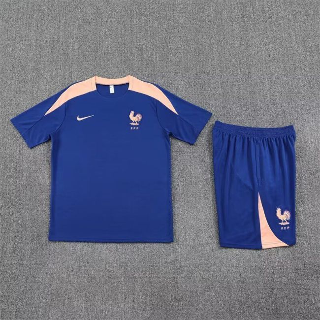 Adult Uniform 2025-2026 France Dark Blue Soccer Training Jersey and Shorts Football Kits