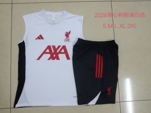 Adult Uniform 2025-2026 Liverpool White Soccer Vest Shorts Men's Football Kit