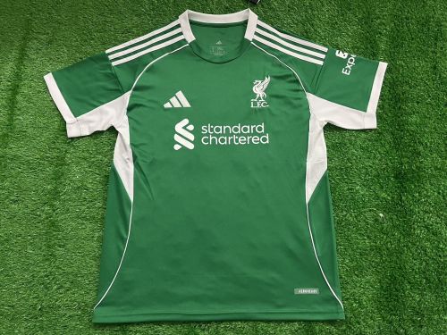 Fan Version 2025-2026 Liverpool Green Soccer Training Jersey Football Pre-match Shirt