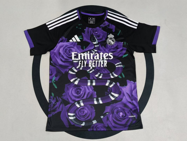 Fans Version 2025-2026 Real Madrid Snake Rose Version Purple Soccer Jersey Real Football Shirt