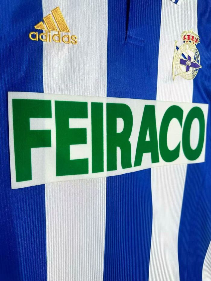 Long Sleeve Retro Jersey 1999-2000 Deportivo La Coruna Home Soccer Jersey Camisetas de Futbol
