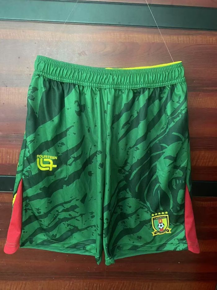 Fan Version 2025-2026 Cameroon Green Soccer Shorts Cameroun Football Shorts