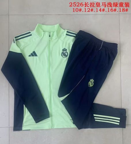 Adult 2025-2026 Real Madrid Green Soccer Jacket and Long pants
