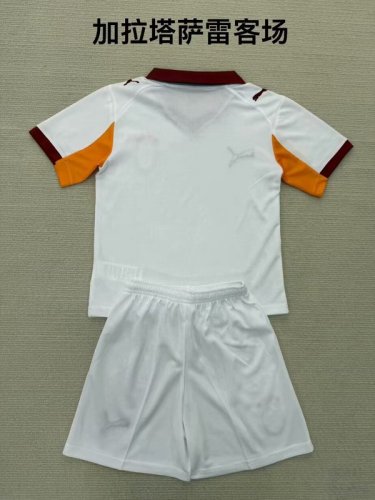 Youth Uniform Kids Kit 2025-2026 Galatasaray Away White Soccer Jersey Shorts Child Football Set