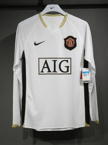 Player Version Retro Jersey Long Sleeve 2006-2007 Manchester United Away White Soccer Jersey Vintage Football Shirt