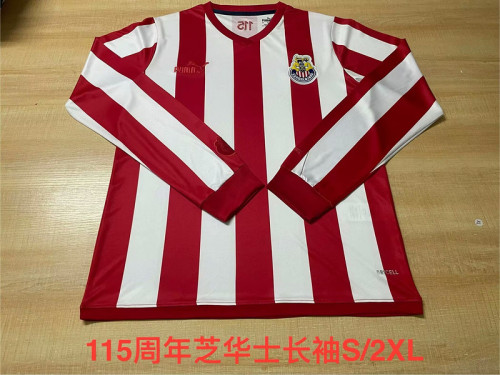 Long Sleeve Retro Jersey Chivas 115th Anniversay Home Soccer Jersey Vintage Football Shirt