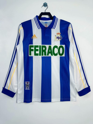 Long Sleeve Retro Jersey 1999-2000 Deportivo La Coruna Home Soccer Jersey Camisetas de Futbol