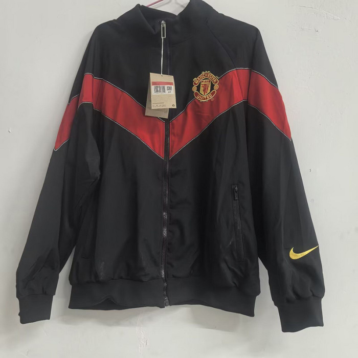2025-2026 Manchester United Black/Red Soccer Windbreaker Jacket Football Jacket