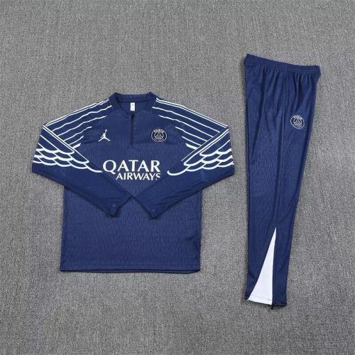 2025-2026 PSG Dark Blue Soccer Training Sweater and Pants Football Kit