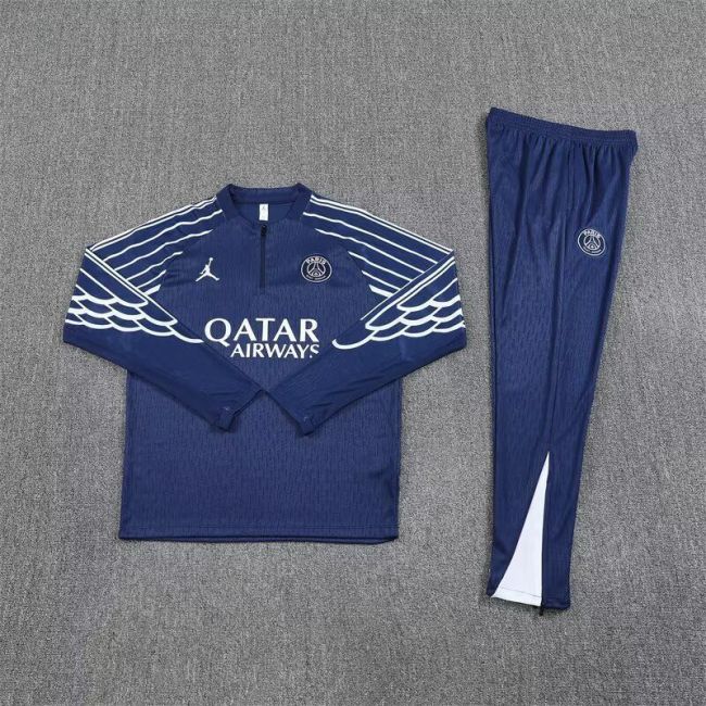 2025-2026 PSG Dark Blue Soccer Training Sweater and Pants Football Kit