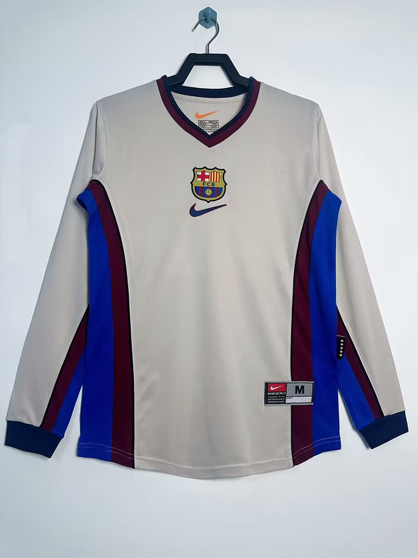 Long Sleeve Retro Jersey 1999-2000 Barcelona Away Soccer Jersey Vintage Football Shirt