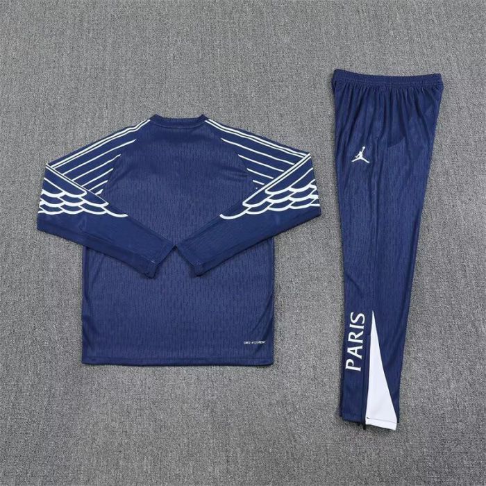 2025-2026 PSG Dark Blue Soccer Training Sweater and Pants Football Kit