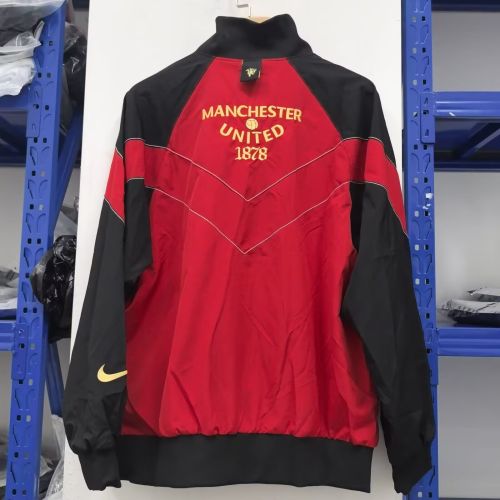 2025-2026 Manchester United Red/Black Soccer Windbreaker Jacket Football Jacket