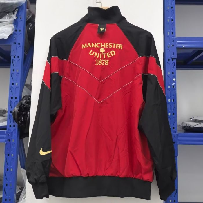 2025-2026 Manchester United Red/Black Soccer Windbreaker Jacket Football Jacket