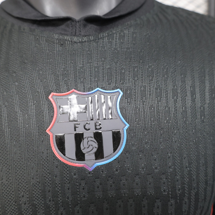 Long Sleeve Barca Camisetas de Futbol Player Version 2024-2025 Barcelona Travis Scott Away Black Soccer Jersey