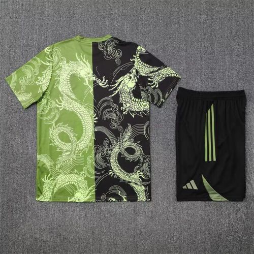 Adult Uniform 2025-2026 Real Madrid Black/Green Dragon Soccer Training Jersey and Shorts Football Kits