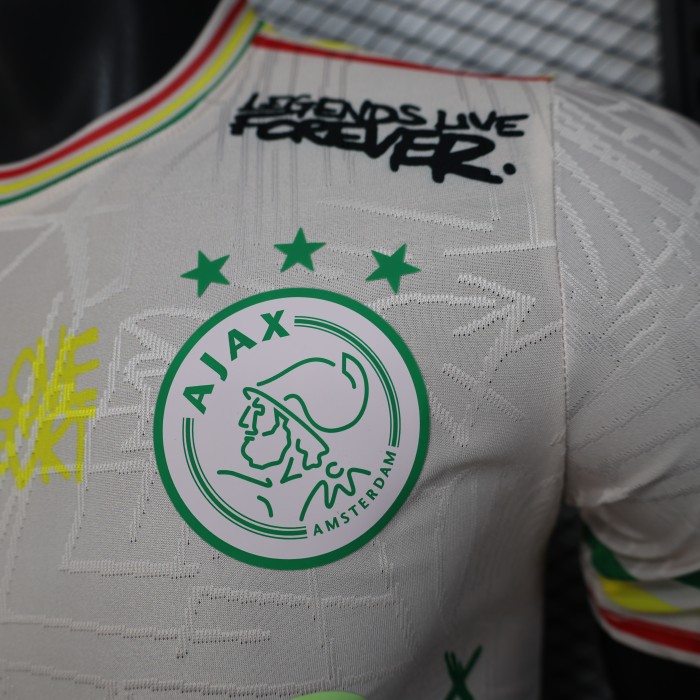 Player Version 2025-2026 Ajax Beige BOB Marley Soccer Jersey Football Shirt