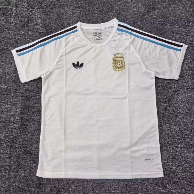 Fan Version 2025 Argentina White Soccer Training Jersey Football Shirt