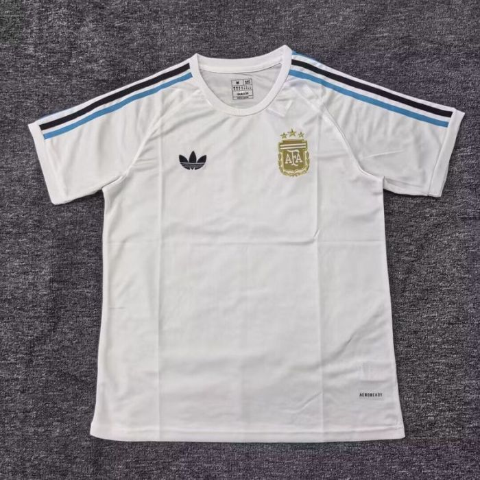 Fan Version 2025 Argentina White Soccer Training Jersey Football Shirt