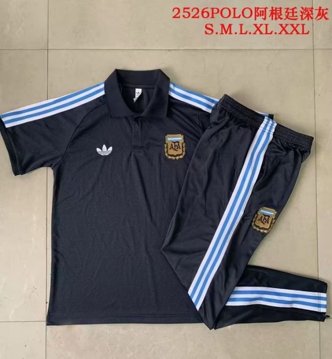 2025-2026 Argentina Dark Grey Soccer Polo and Pants Football Kit