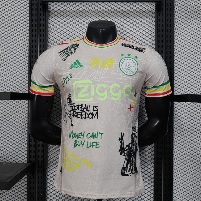 Player Version 2025-2026 Ajax Beige BOB Marley Soccer Jersey Football Shirt