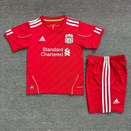 Retro Youth Uniform Kids Kit 2010-2012 Liverpool Home Soccer Jersey Shorts Vintage Child Football Set