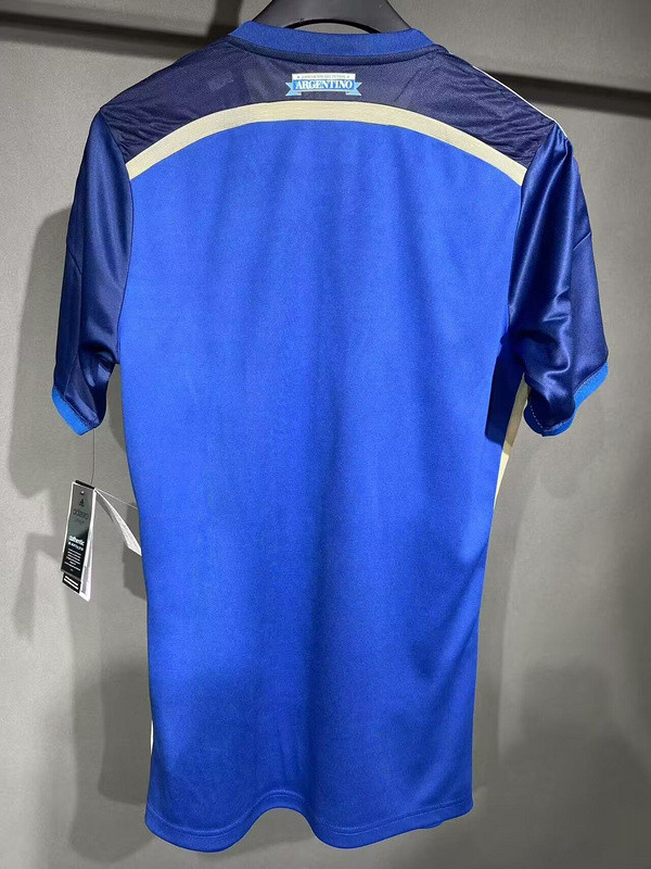 Player Version Retro Jersey 2014 Argentina Away Blue Soccer Jersey Vintage Football Shirt