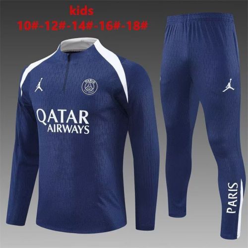 Youth 2025-2026 PSG Blue Soccer Training Sweater and Pants Football Kit