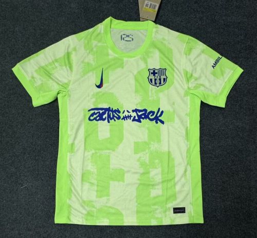 Barca Camisetas de Futbol Fan Version 2024-2025 Barcelona Travis Scott Third Away Green Soccer Jersey