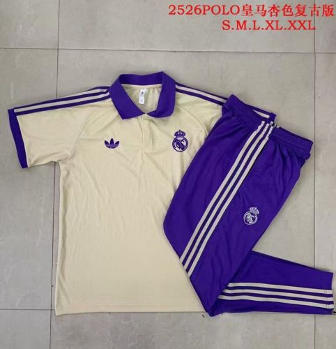 2025-2026 Real Madrid Yellow Soccer Polo and Pants Football Kit