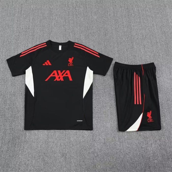 Adult Uniform 2025-2026 Liverpool Black Soccer Training Jersey and Shorts Football Kits