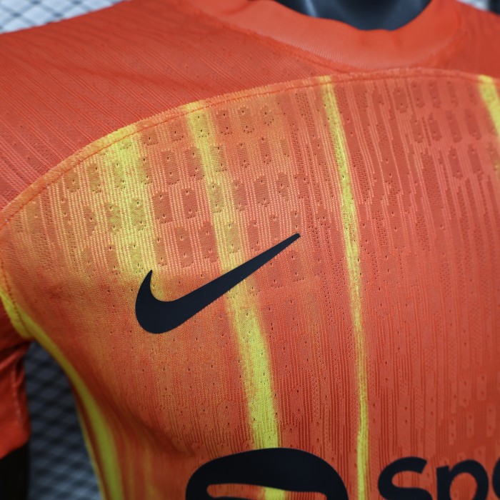 Barca Camisetas de Futbol Player Version 2025-2026 Barcelona Orange Special Edition Soccer Jersey