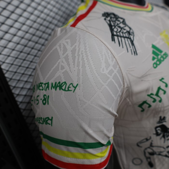 Player Version 2025-2026 Ajax Beige BOB Marley Soccer Jersey Football Shirt