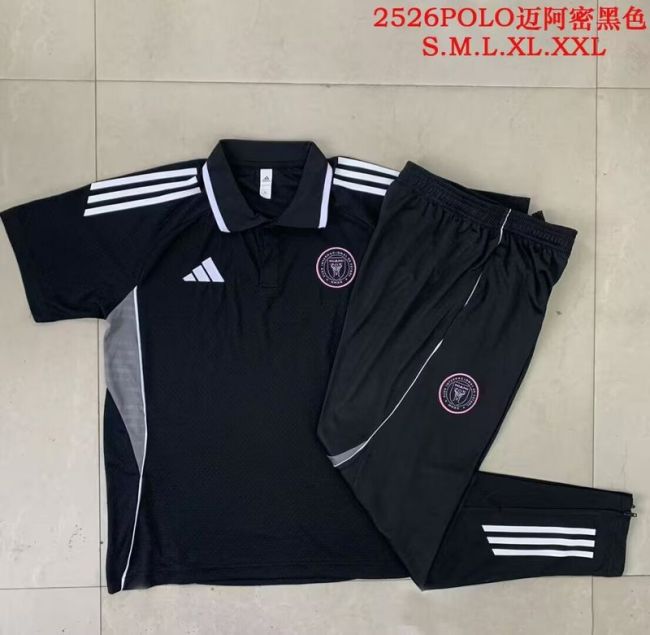 2025-2026 Inter Miami Black Soccer Polo and Pants Football Kit
