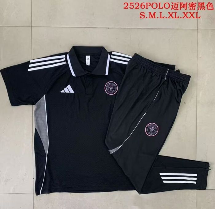 2025-2026 Inter Miami Black Soccer Polo and Pants Football Kit