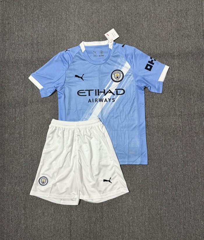 Adult Uniform 2025-2026 Manchester City Home Soccer Jersey Shorts Man City Football Kit