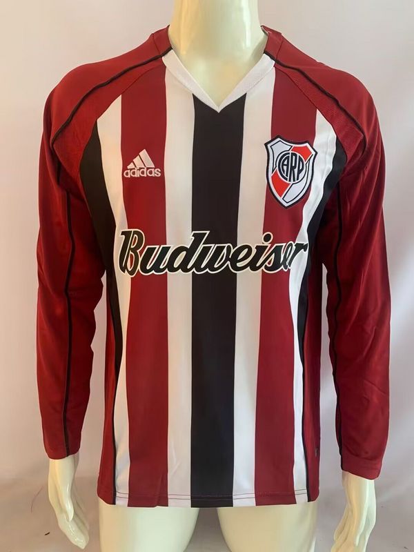 Long Sleeve Retro Jersey 2005-2006 River Plate Away Red Soccer Jersey Vintage Football Shirt