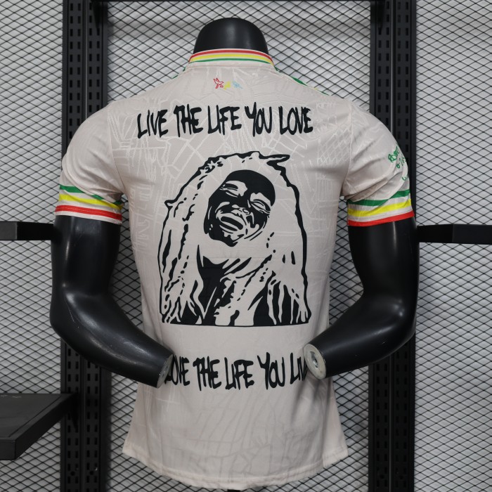 Player Version 2025-2026 Ajax Beige BOB Marley Soccer Jersey Football Shirt