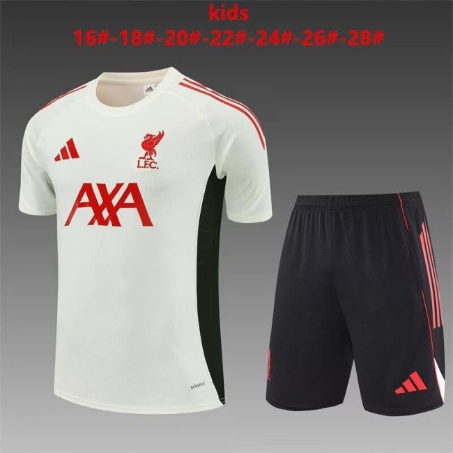 Youth Uniform Kids Kit 2025-2026 Liverpool Soccer Training Jersey Shorts Child Football Set