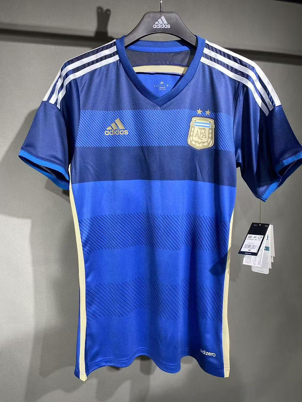 Player Version Retro Jersey 2014 Argentina Away Blue Soccer Jersey Vintage Football Shirt