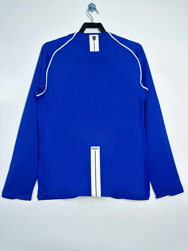 Long Sleeve Retro Jersey 2007-2008 Manchester United Blue Goalkeeper Vintage Soccer Jersey