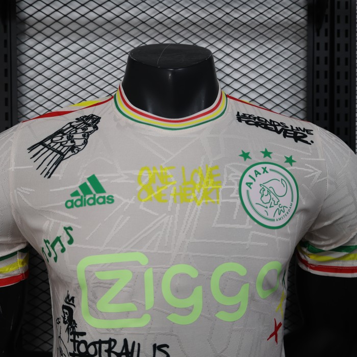 Player Version 2025-2026 Ajax Beige BOB Marley Soccer Jersey Football Shirt