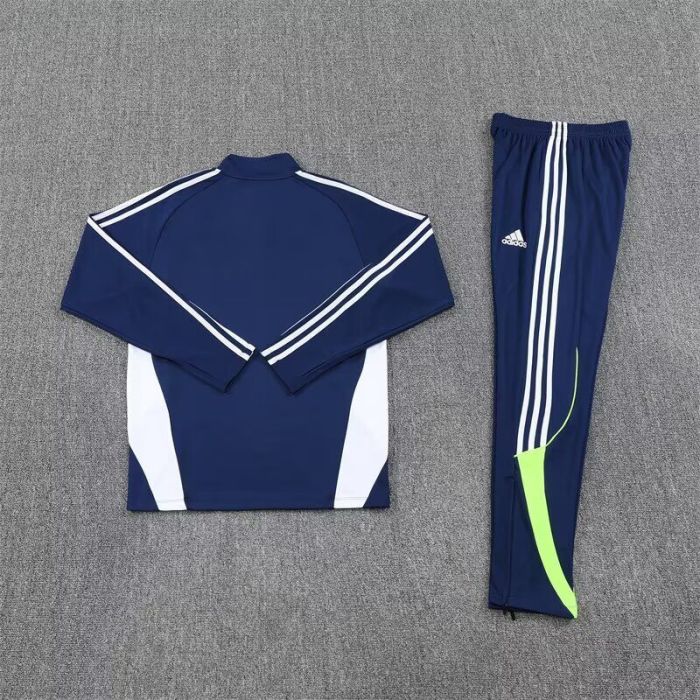 2025-2026 Real Madrid Dark Blue Soccer Training Sweater and Pants Football Kit
